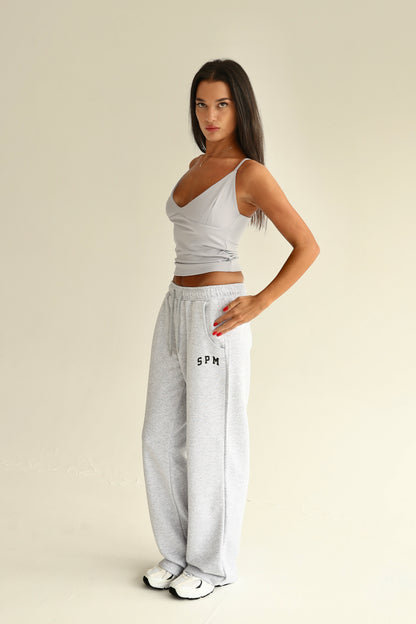 Melange gray straight sweatpants