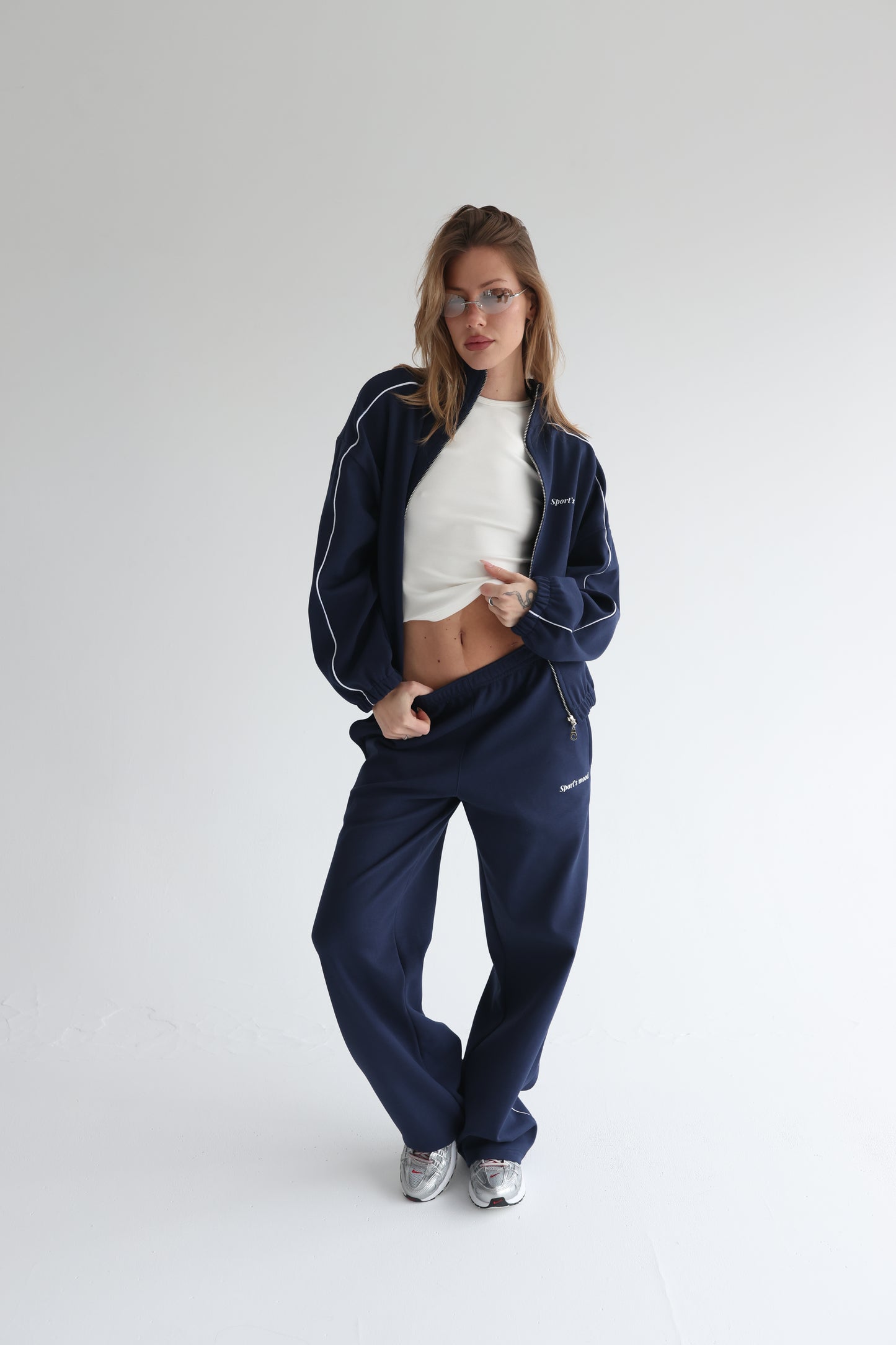 Navy blue track line jacket