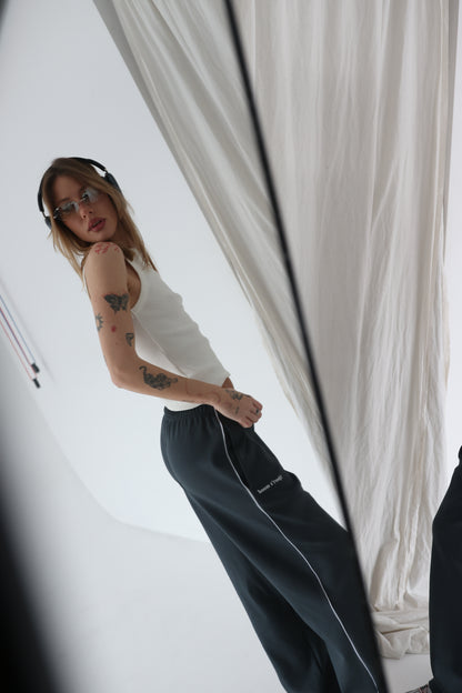 Graphite teal straight line sweatpants