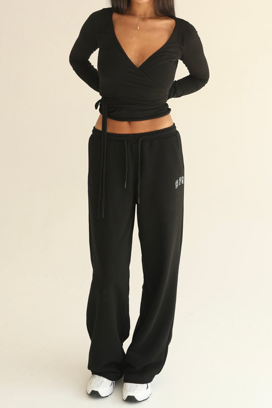 Black straight sweatpants