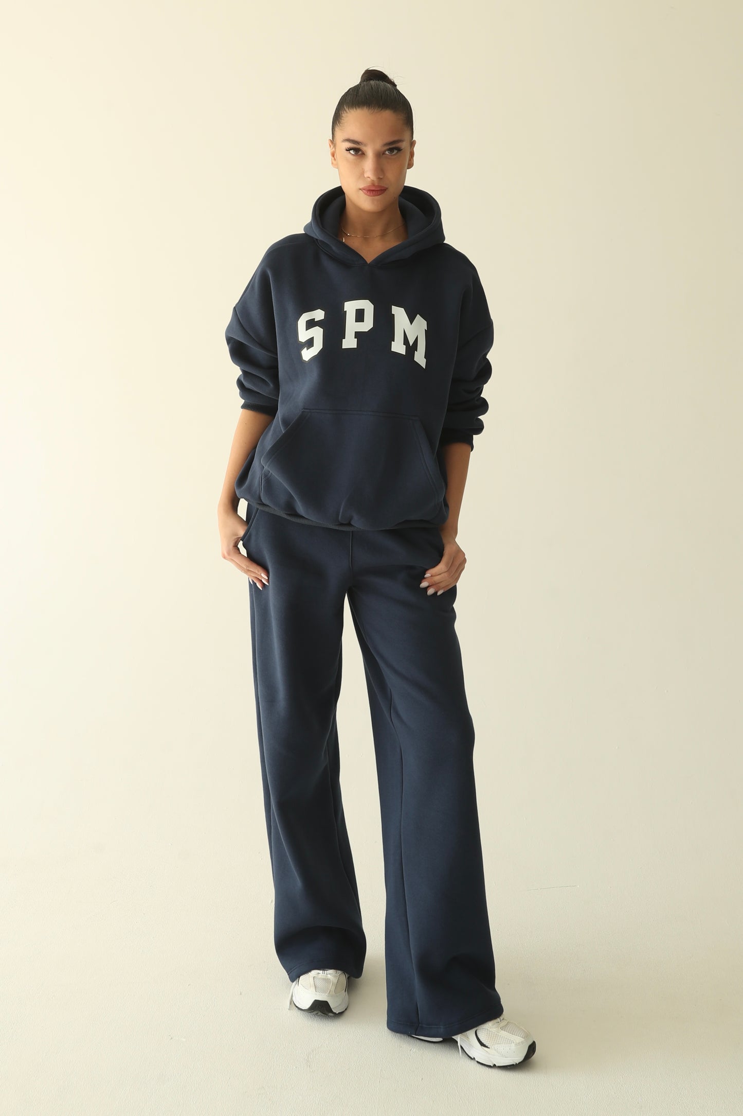 Navy blue warm oversize hoodie