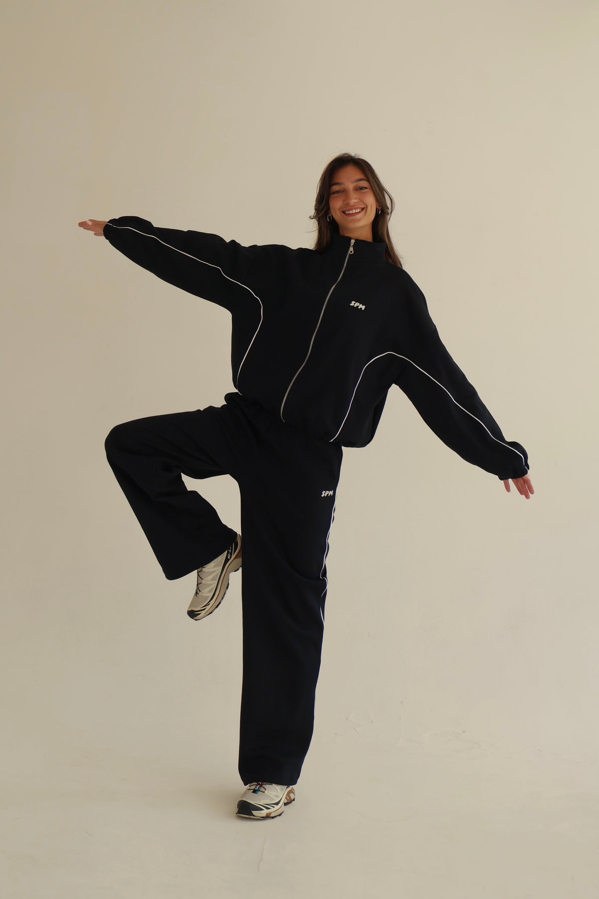 Dark blue arc Line track jacket
