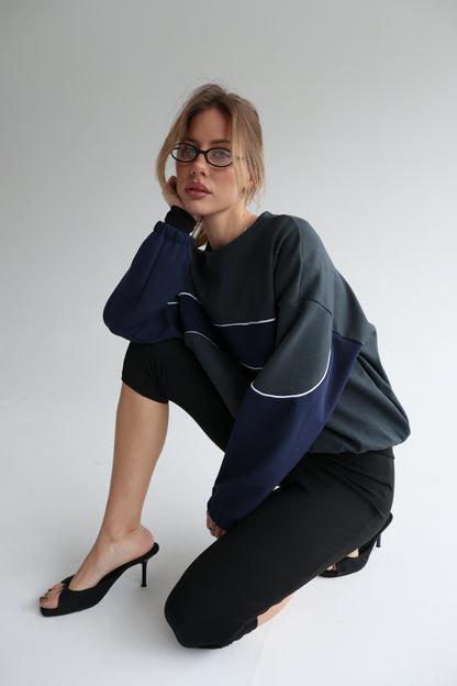 Graphite teal line sweatshirt