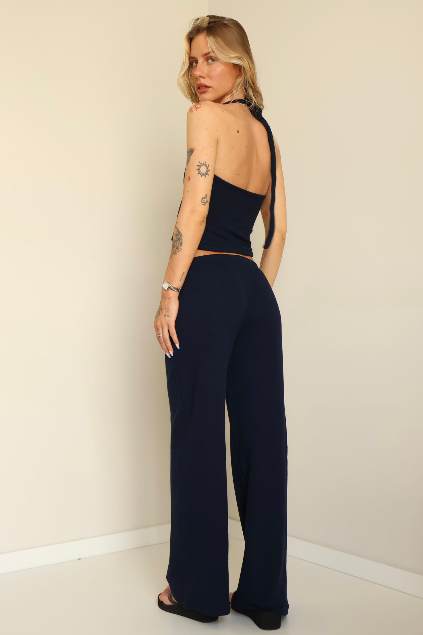 Waffle navy blue pants