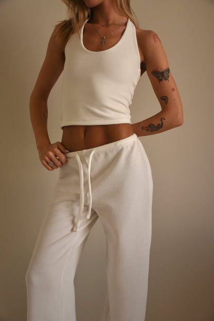 Waffle white halter top