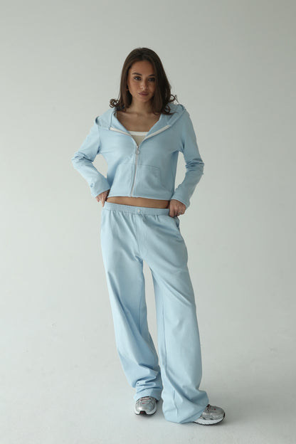 ღია ცისფერი ბამბის შარვალი