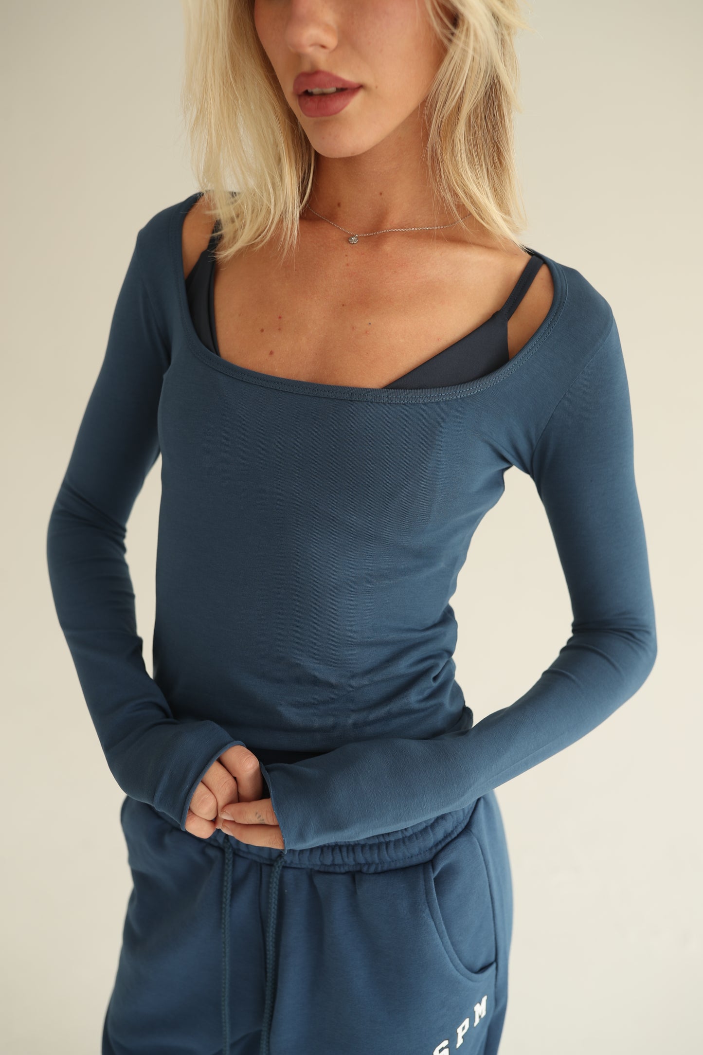 Midnight blue square neck top