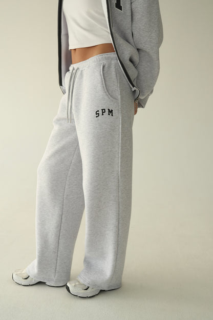 Melange gray warm straight sweatpants