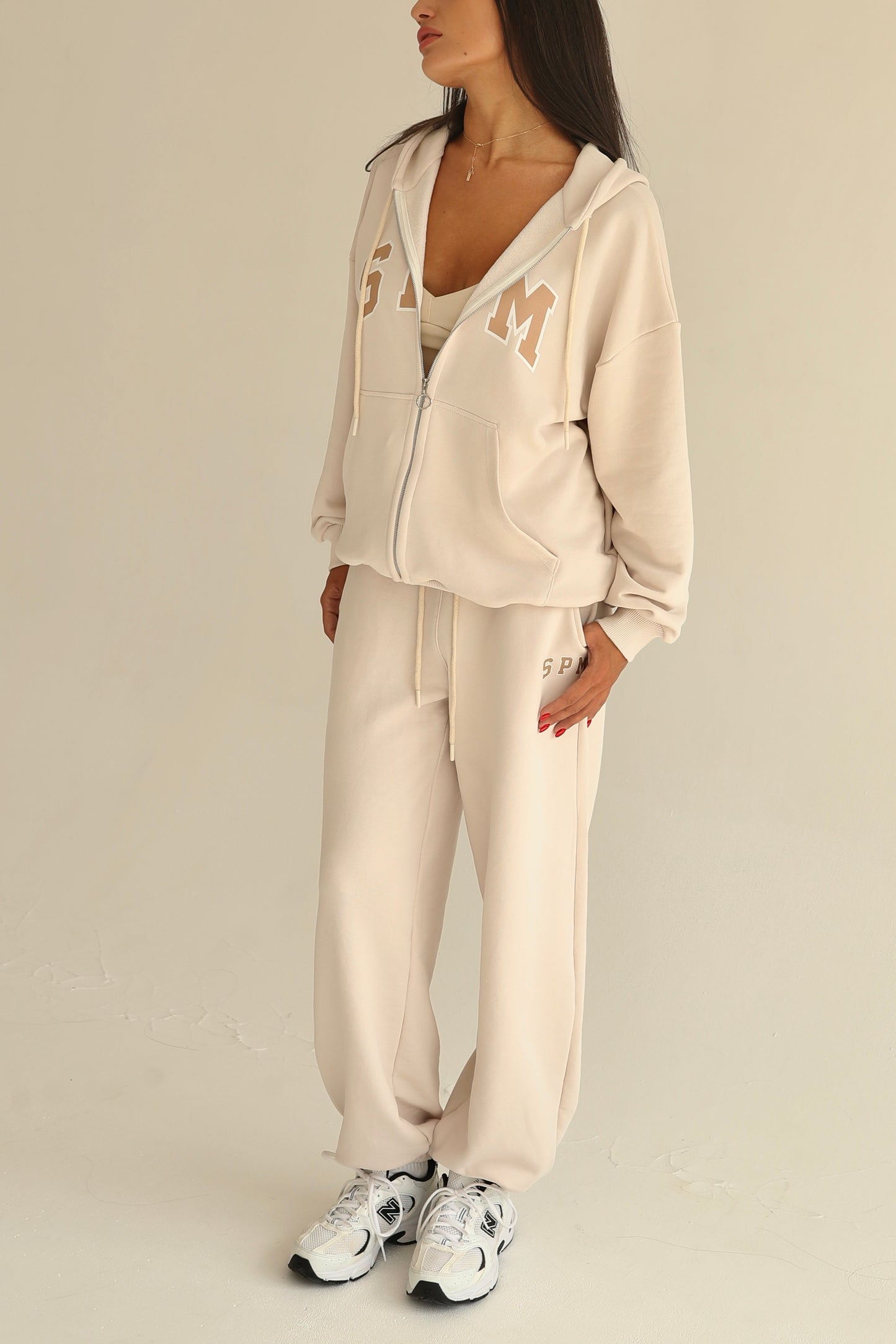 Vanilla cream zip-up hoodie