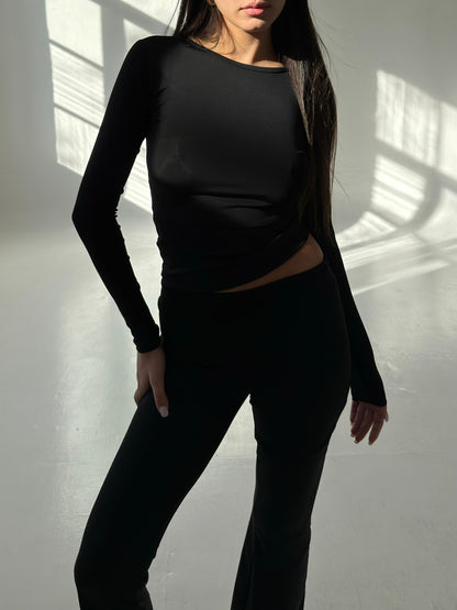 Black, round neck top