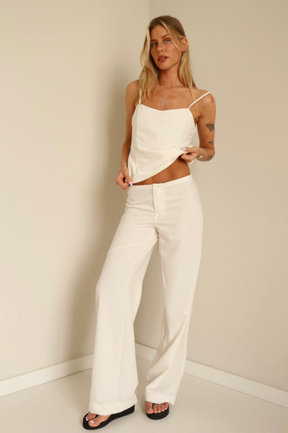 White relaxed Mid-Rise Trousers