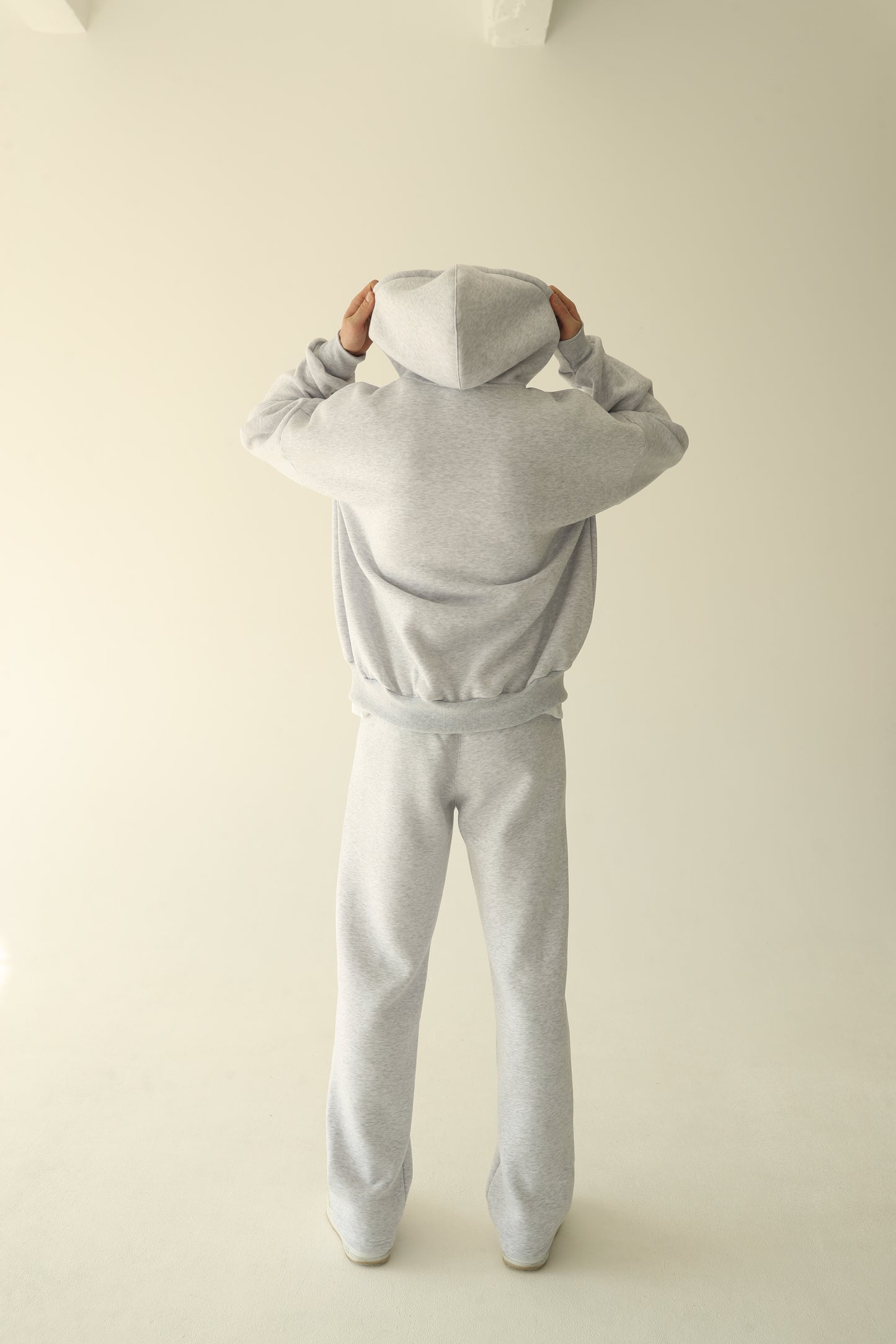 Men's Melange gray warm oversize zip-up hoodie