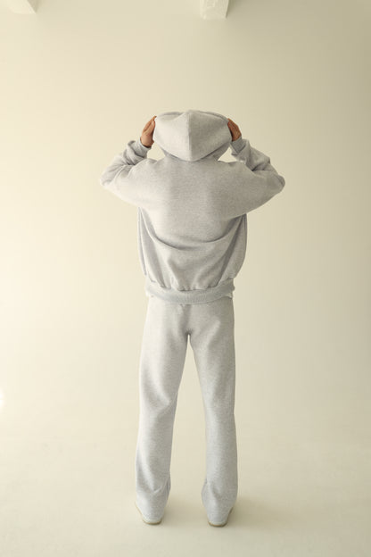 Men's Melange gray warm oversize zip-up hoodie