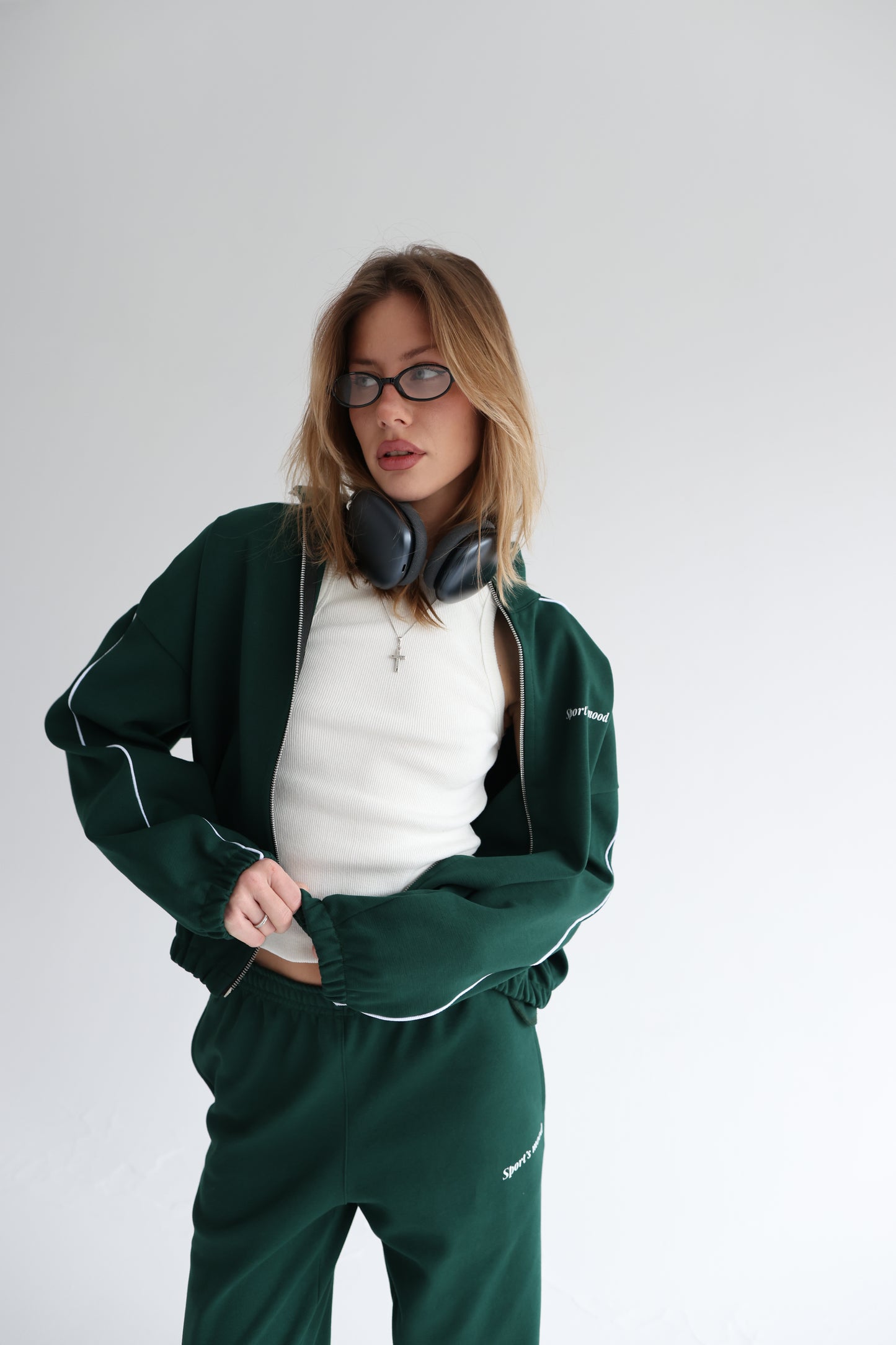 Forest green line track jacket