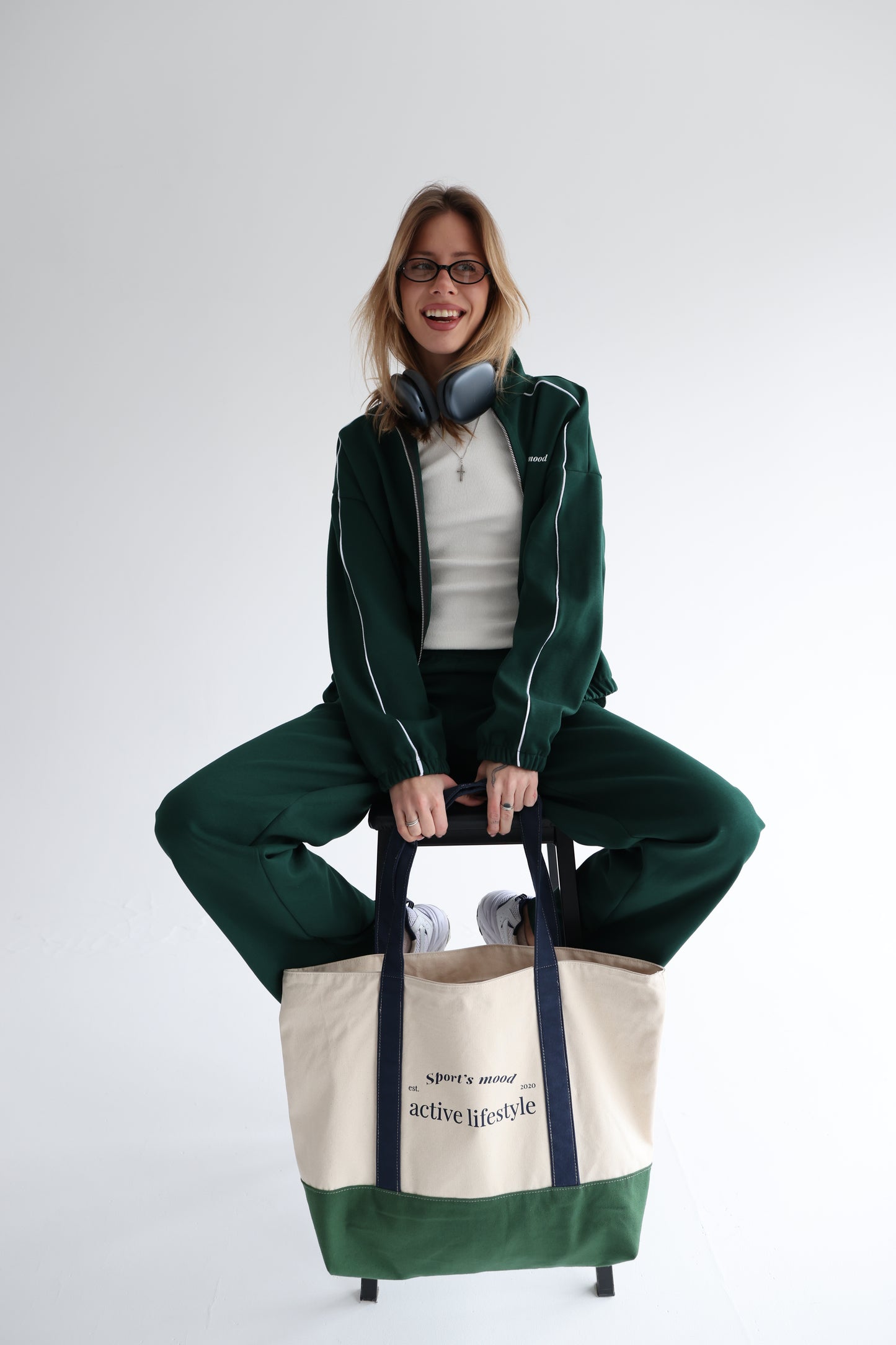 Forest green line track jacket
