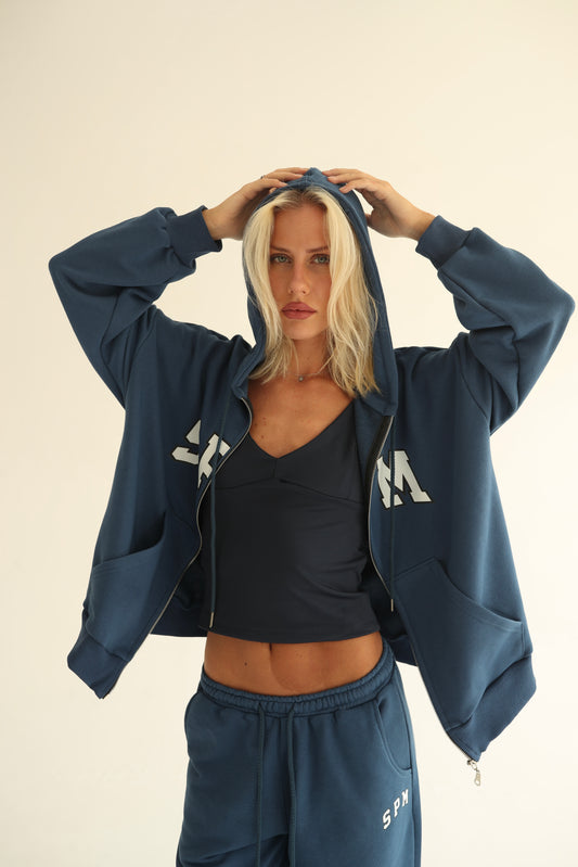 Midnight blue zip-up hoodie