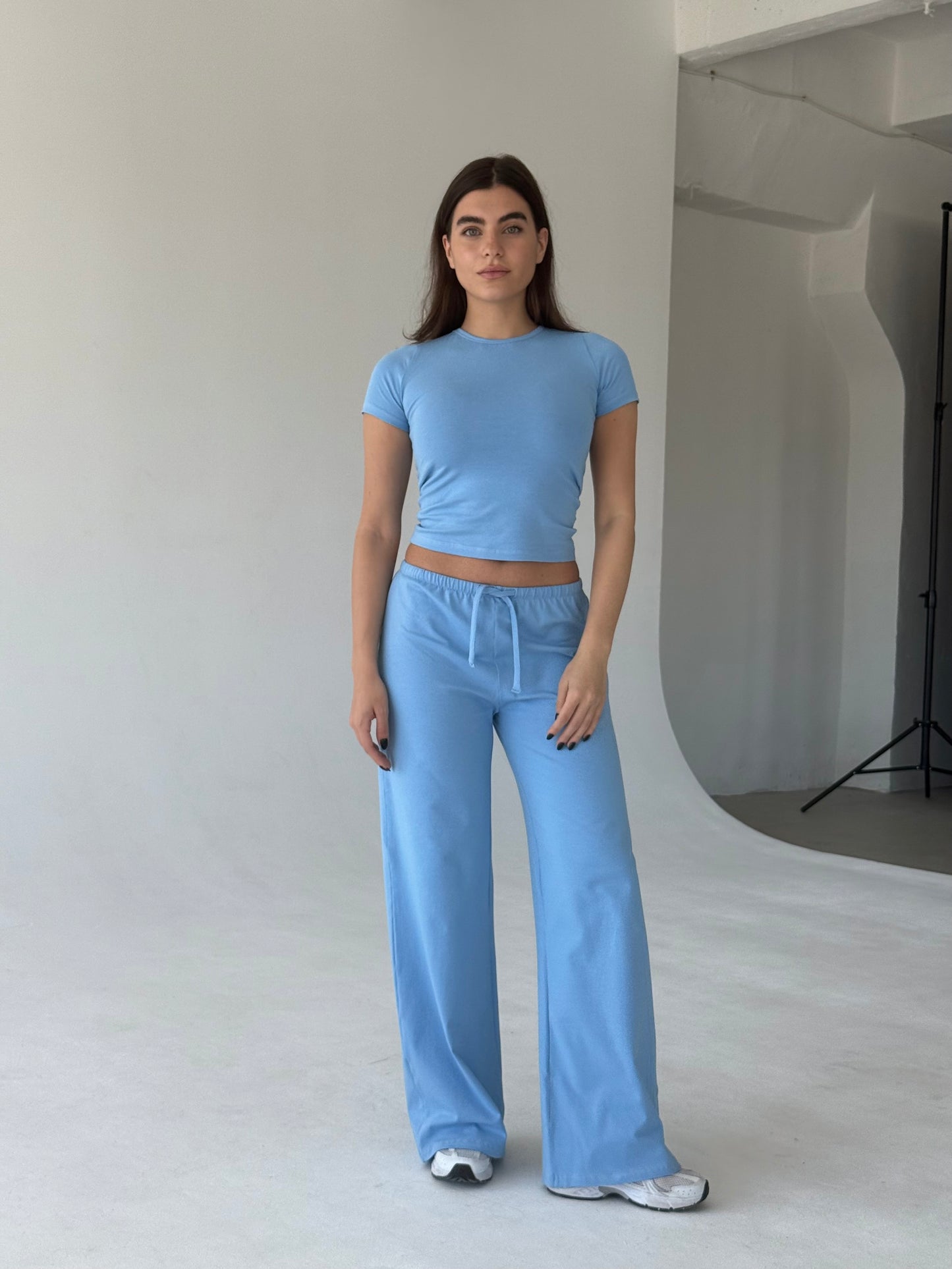 Baby blue round neck top