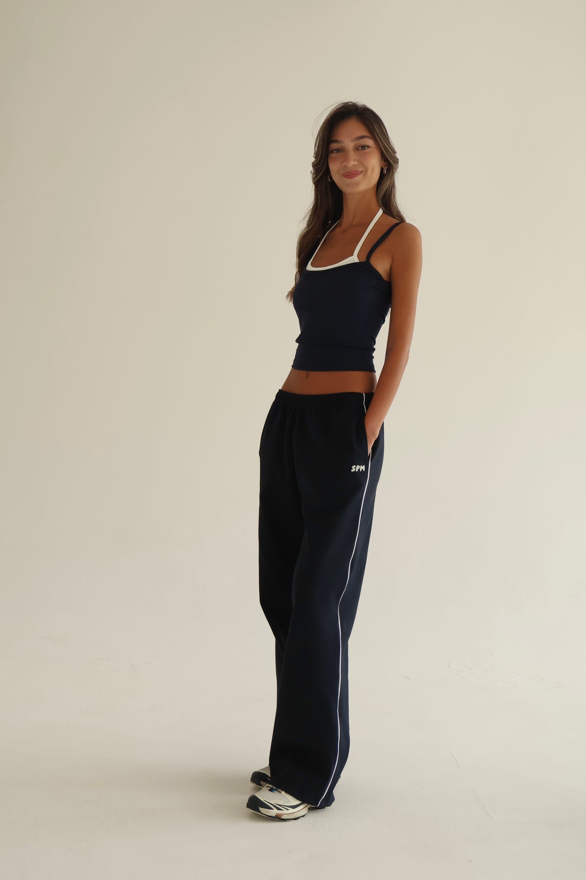 Dark blue double strap top