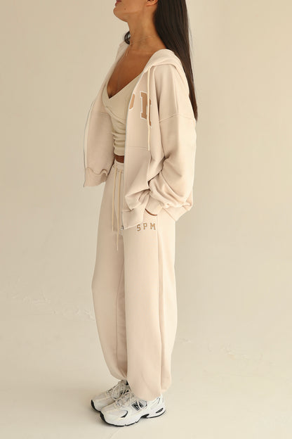 Vanilla cream zip-up hoodie
