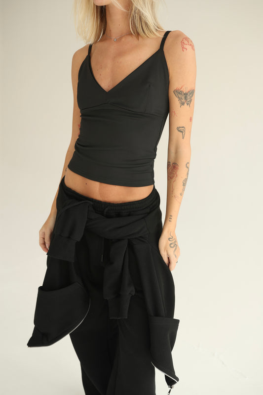 Black V neck top
