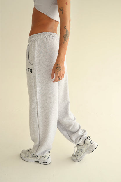 Melange gray sweatpants with rubber bottom