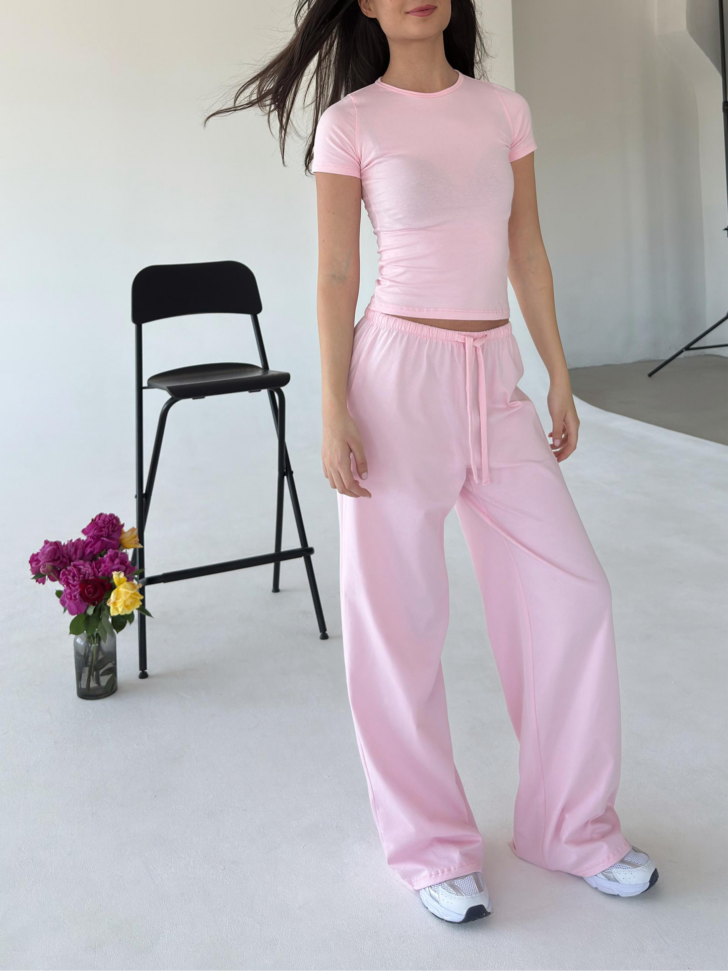 Baby pink round neck top