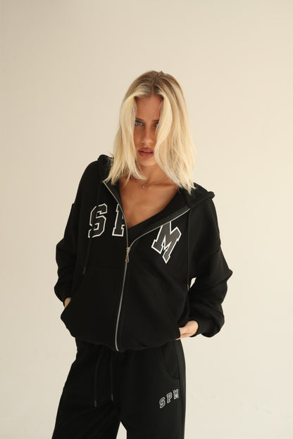 Black zip-up hoodie