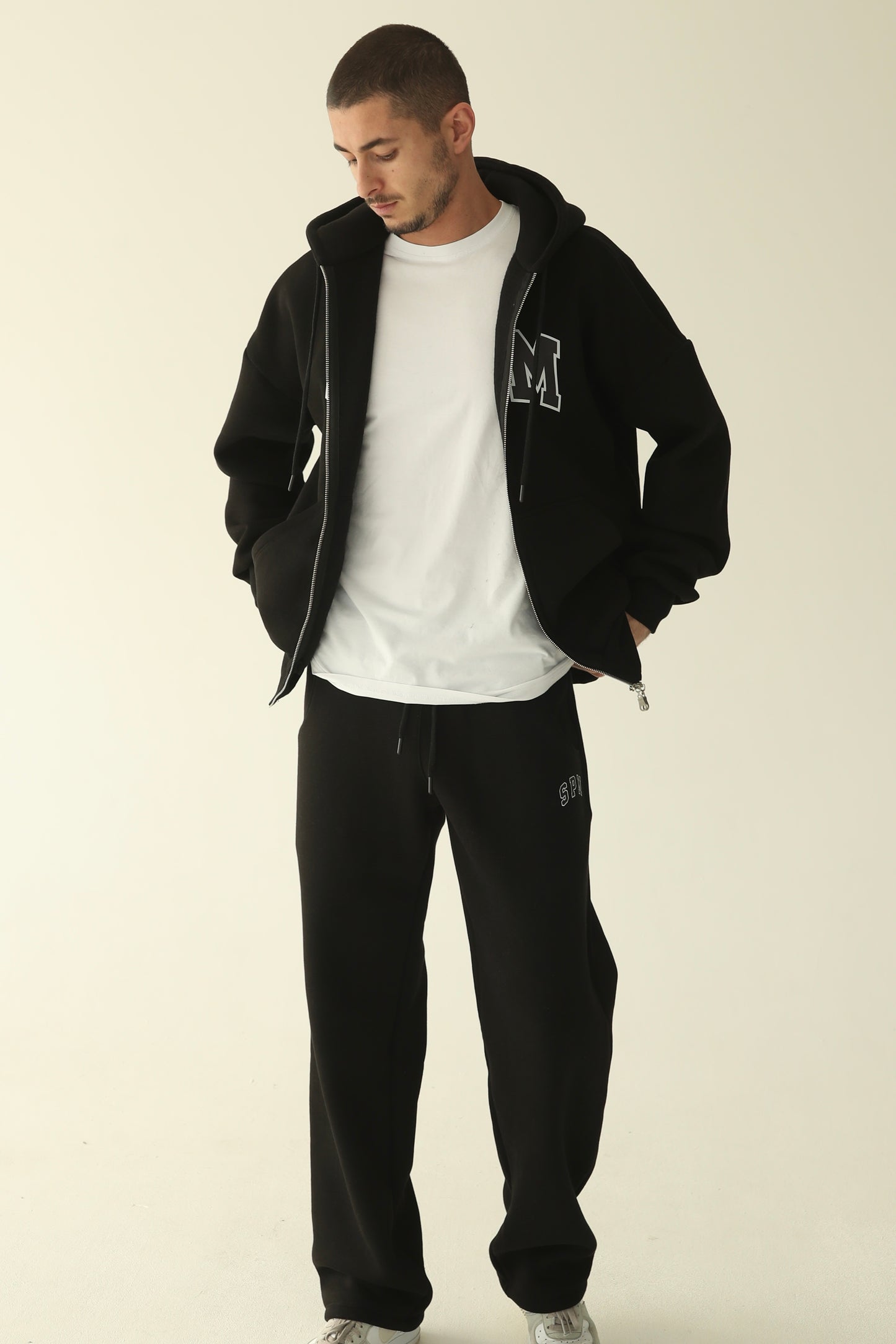 Men's Black warm straight sweatpants