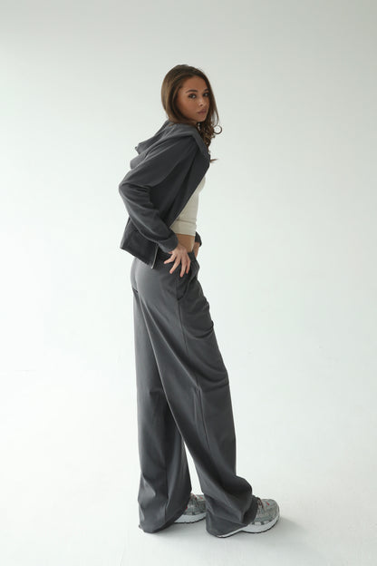 ნაცრისფერი ბამბის შარვალი