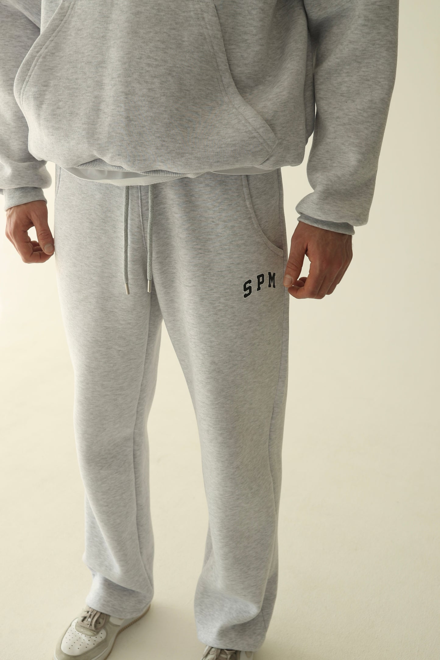 Men's Melange gray warm straight sweatpants