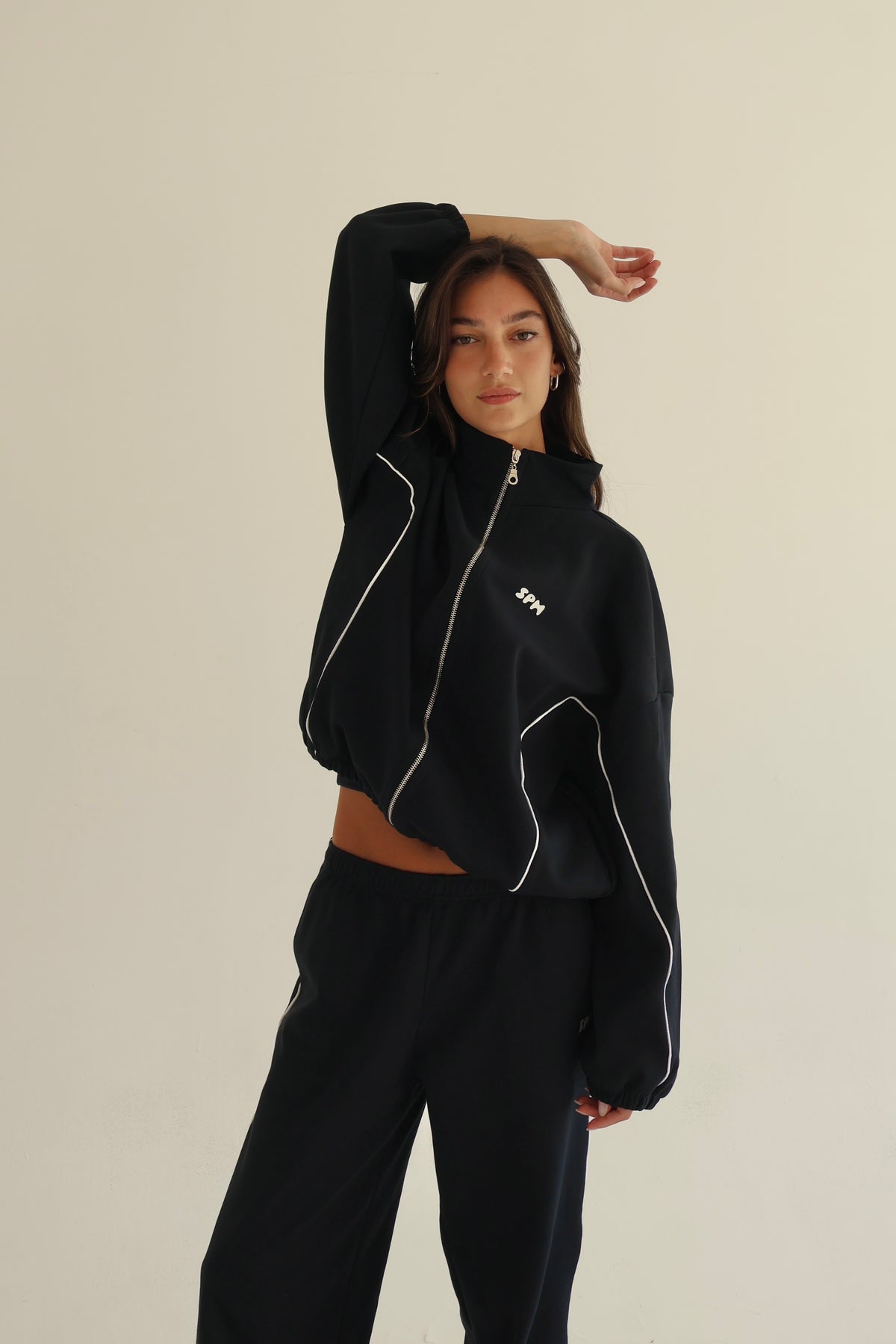 Dark blue arc Line track jacket