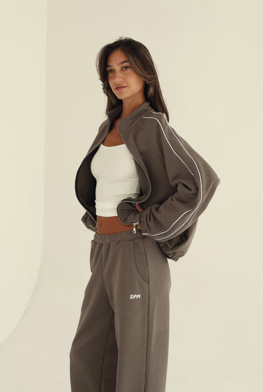 Stone gray line track jacket