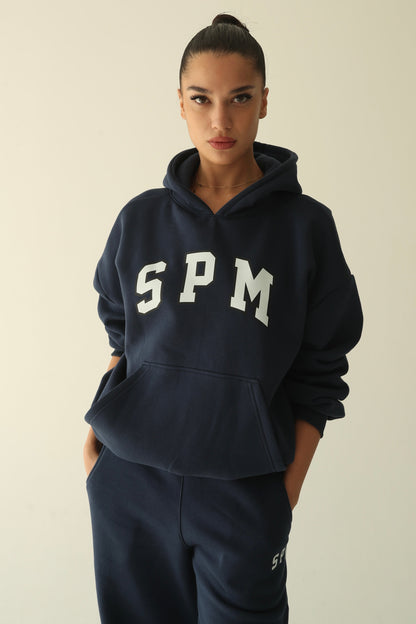 Navy blue warm oversize hoodie