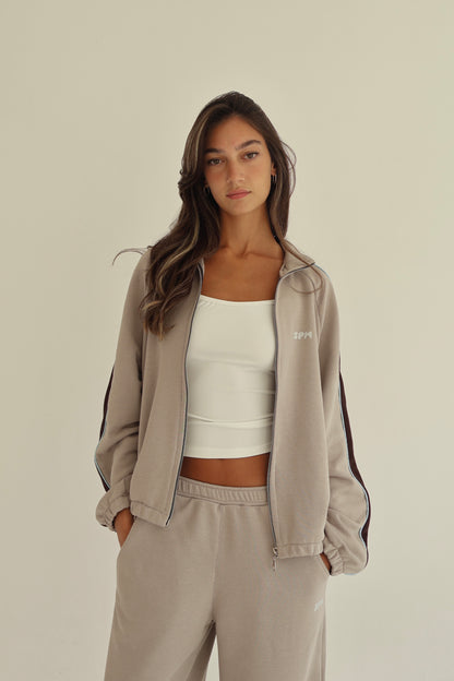 Stone beige jacket, blue line