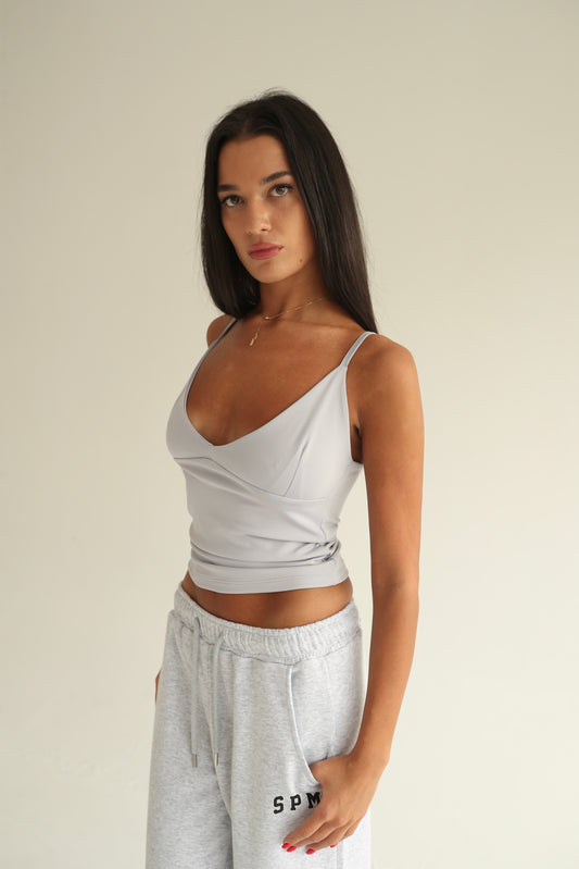 Ghost gray V neck bralette top