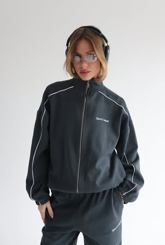 Graphite teal line track jacket