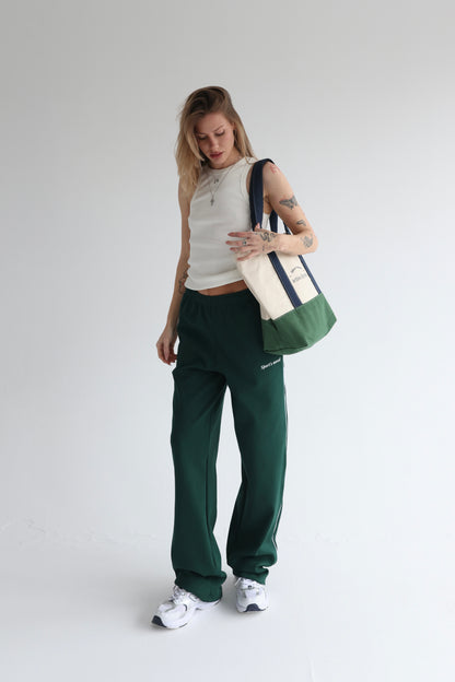 Forest green straight line sweatpants