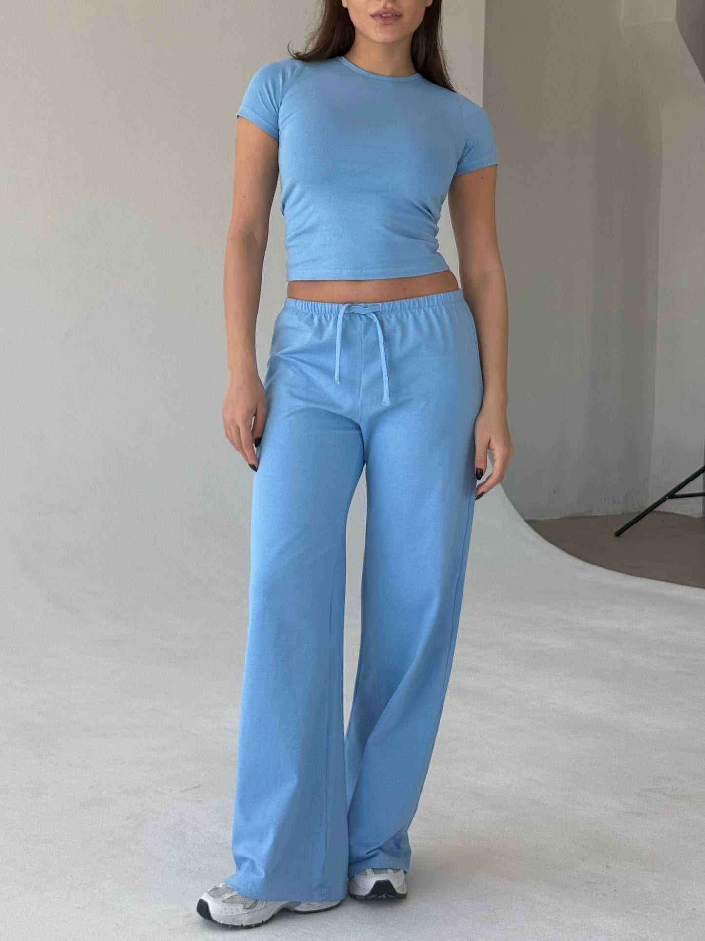 Baby blue round neck top