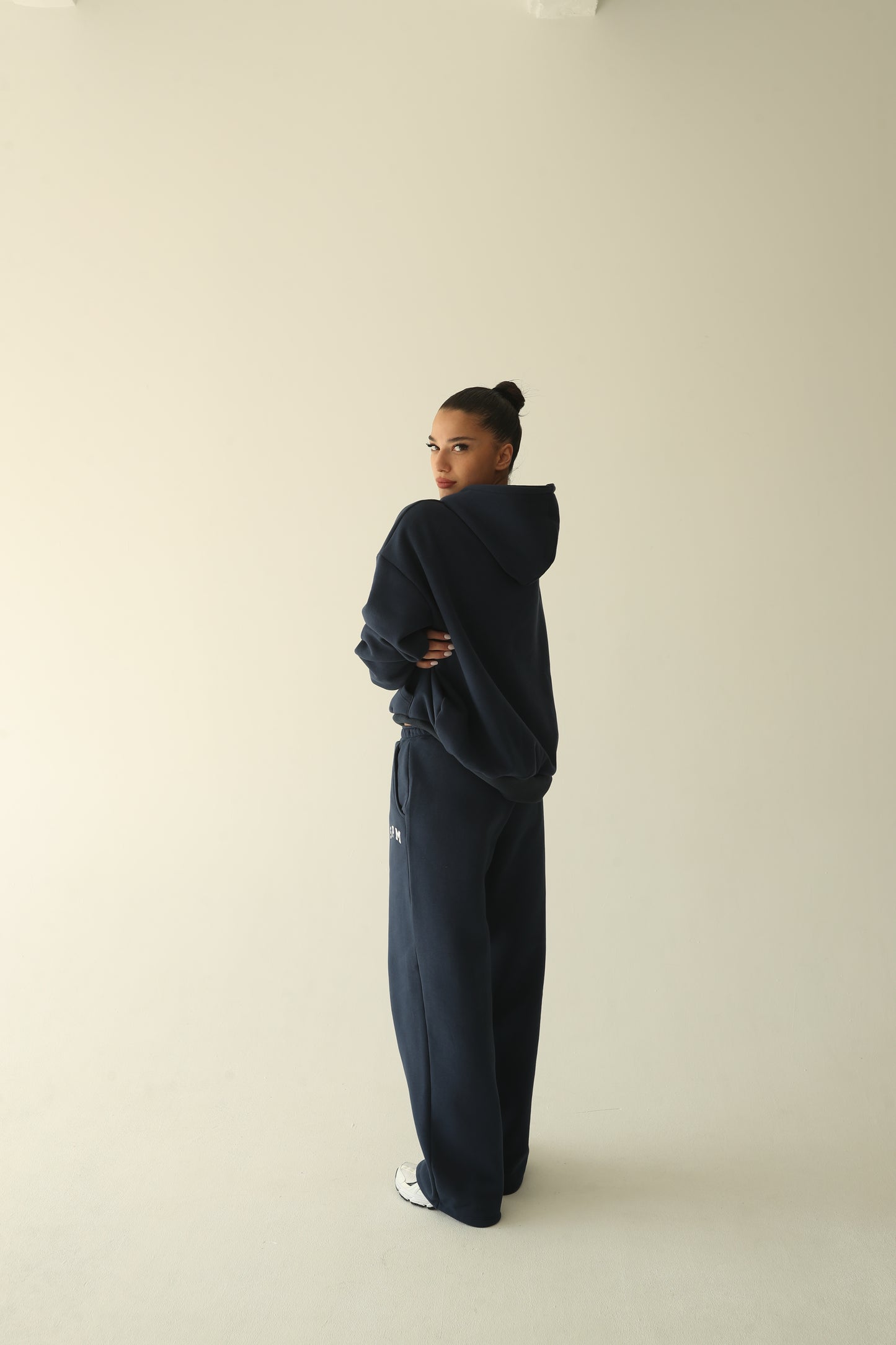 Navy blue warm oversize hoodie