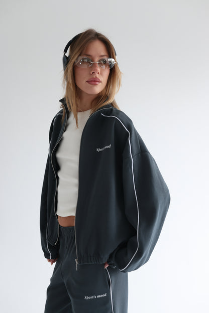 Graphite teal line track jacket