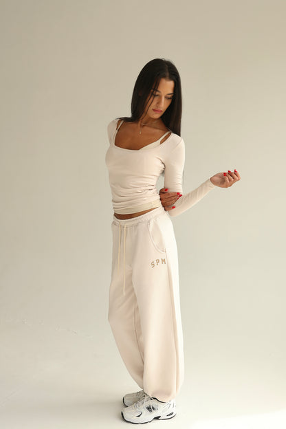 Vanilla cream square neck top