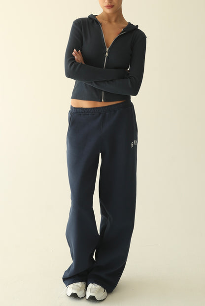 Navy blue ribbed cotton jacket