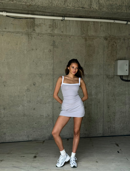 Ghost gray bralette top with white line