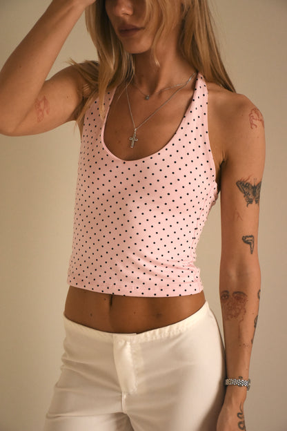 Pink polka dot halter top
