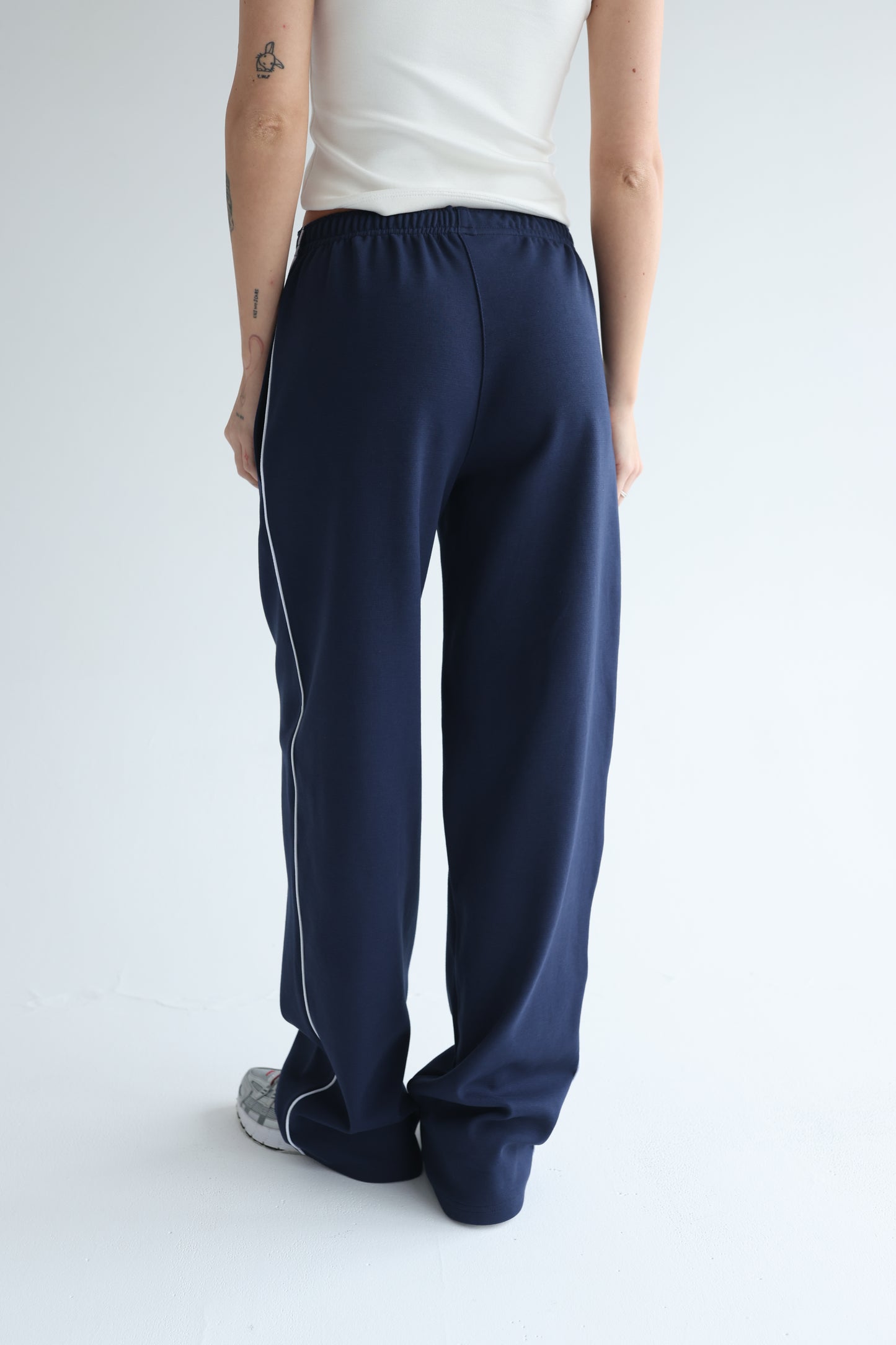 Navy blue straight line track sweatpants