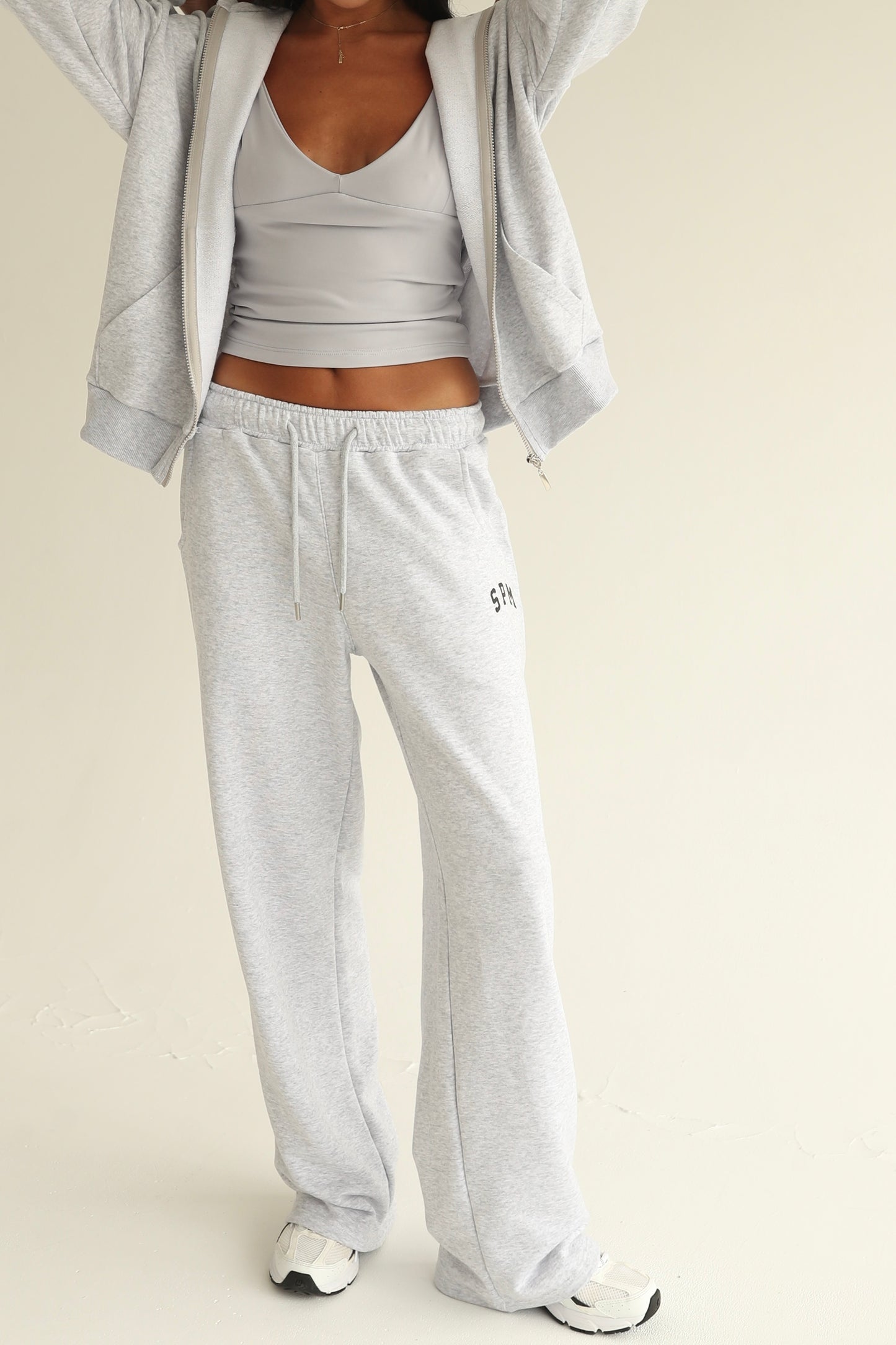Melange gray straight sweatpants