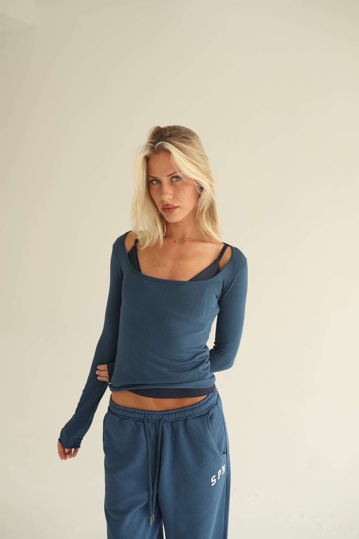 Midnight blue square neck top