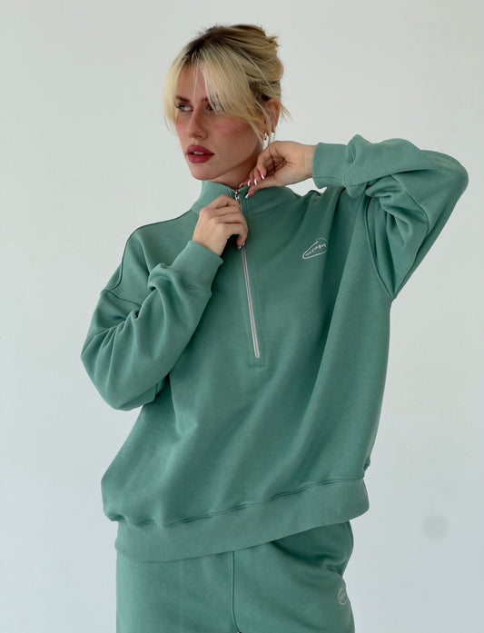 Menthol oversize sweatshirt with zipper