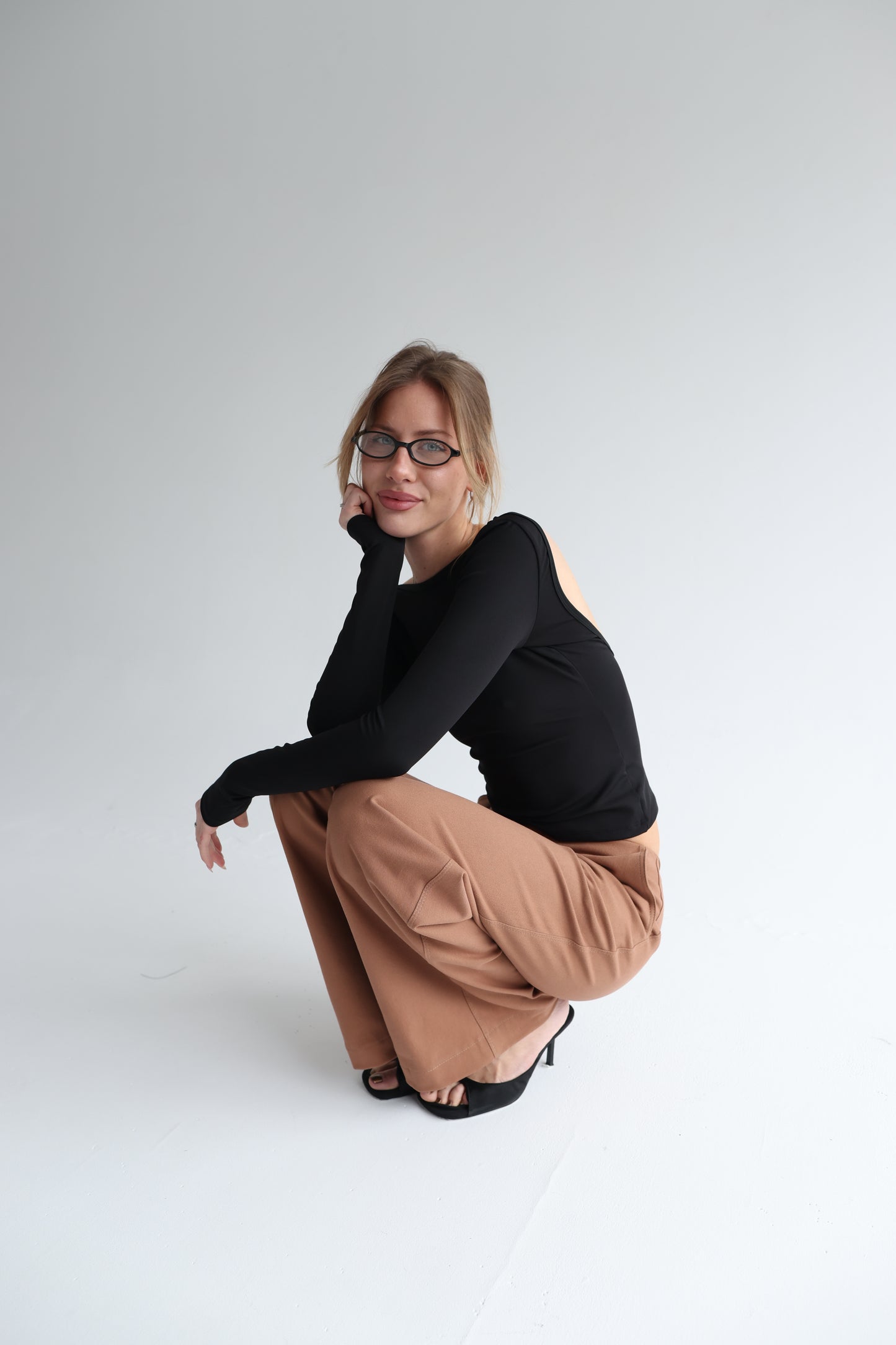 Desert beige tailored straight pants