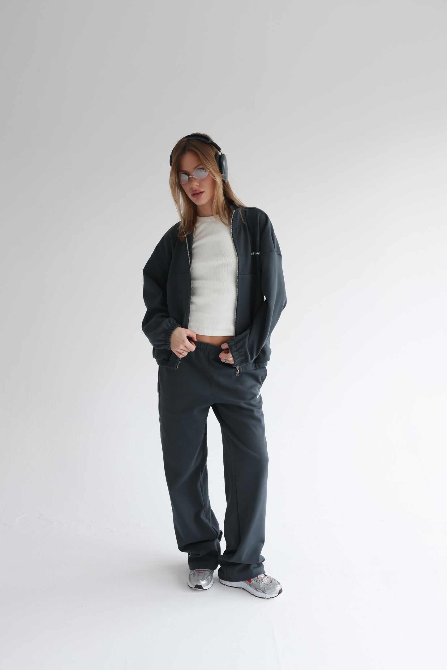Graphite teal straight line sweatpants